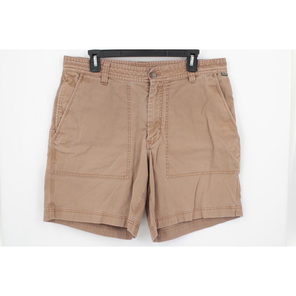 Howler Brothers Clarksville Walk Shorts Mens 35 Brown Canvas Snap Pocket Canvas
